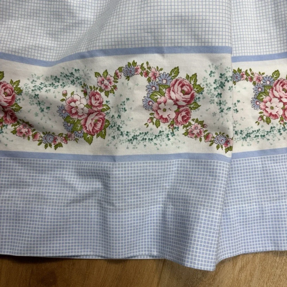 VTG Bechamel Size 10 Skirt Blue Checkered and Floral Cottagecore Pockets Japan‎